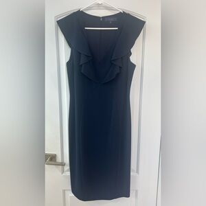 RACHEL Rachel Roy Navy Midi Dress with Cascade Ruffle